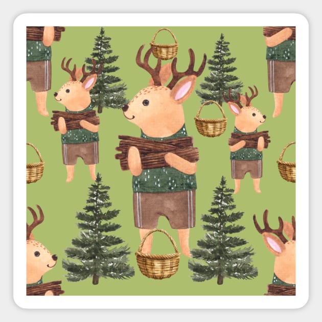 Deer in the Woods Magnet by 45 Creative Club